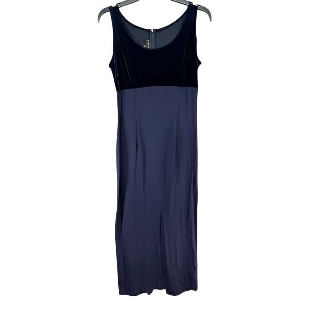 Jessica McClintock Vintage 90s Dress 6 Blue Velvet Bridal Party Timeless Glamour - Picture 5 of 15